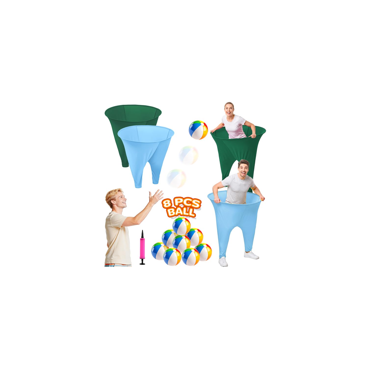 Green Granny Pant Yard Game Set 2PCS Big Granny Pants Outdoor Game Baby Blue with 8 Bouncy Balls and 1 Air Pump (Random Colors) Big Pants Outdoor Games for Adults and Family Ring Toss Game Set