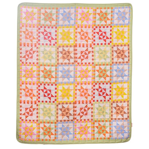 Image of ban.do Retro 50 inch x 60 inch Quilted Blanket for Couch /Bed /Picnic, Vintage Inspired Throw, Patchwork