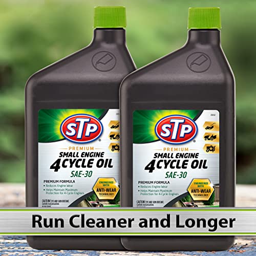 STP Premium Small Engine 4 Cycle Oil Formula, SAE-30 Small Engine Oil Engine Care Reduces Wear for Lawnmower, Push Mower, Tractor, 32 Oz