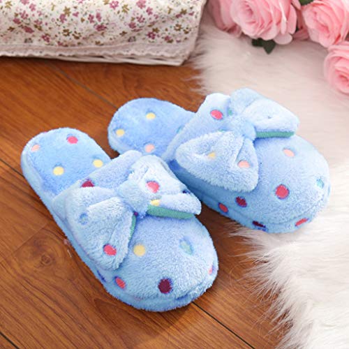 Cute Bow Slippers for Women Indoor Outdoor Fleece Lining Memory Foam House Slippers Slip-On Cute Fall Winter Shoes3