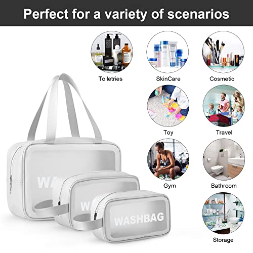 Micosim Clear Toiletry Bag Set For Women Men, Translucent Waterproof Travel Makeup Bag With Handle, Large Capacity Sturdy & Leak Resistant Cosmetic Bag Pouch For Traveling,Accessories… #TOP4