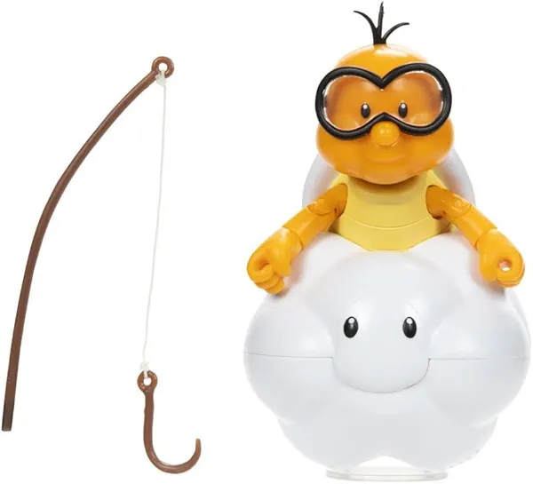 Nintendo Super Mario Lakitu 4” Articulated Figure with Fishing Pole