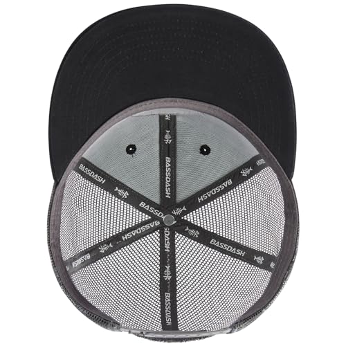 Image of BASSDASH Flat Brim Trucker Cap Adjustable Snapback Hat Mesh Back for Men Women