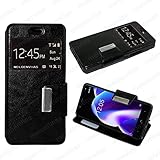  MELOENVIAS Funda para BQ AQUARIS V Plus Carcasa Tipo Libro con Funcion Soporte Cuero Cierre de iman con Ventana Color Negro
