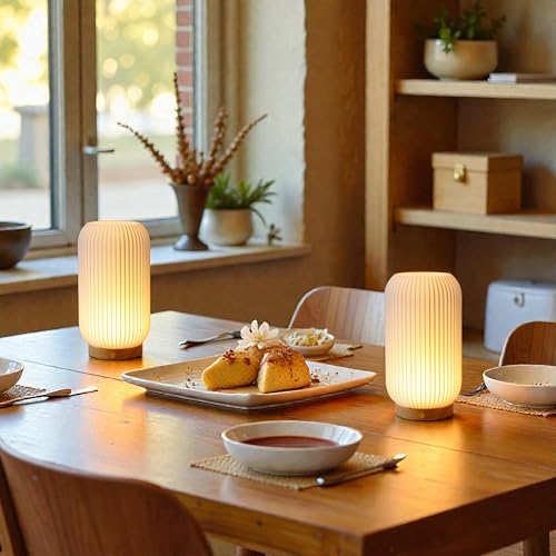 JHY DESIGN Lot de 2 lampes de chevet tactiles à intensité variable de 23,5 cm de haut, 3 couleurs, lampes de chevet rechargeables avec bouton de contrôle et base en...