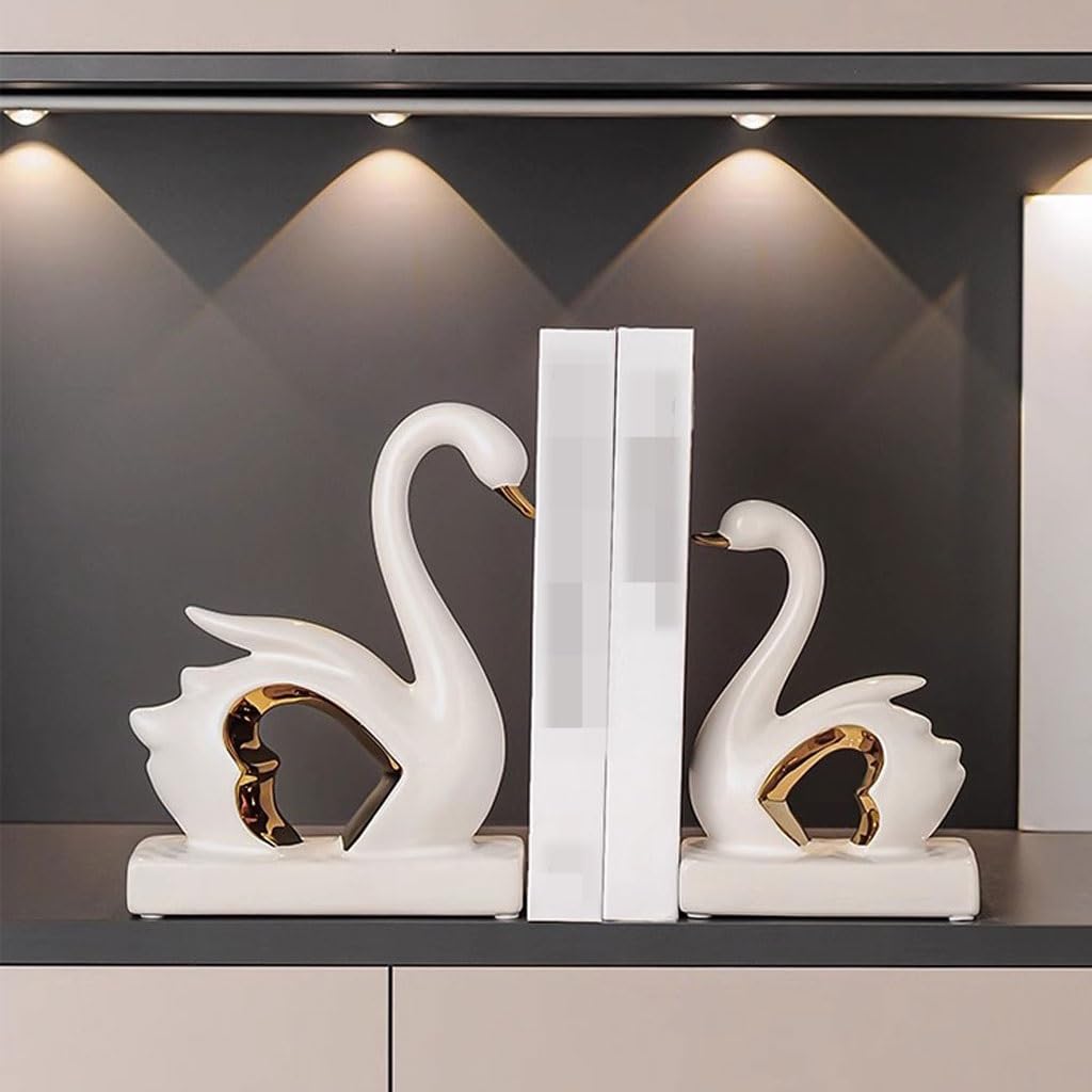 Bookends Fashion Para Swan Study Regał Dekoracja Salon Szafka na wino TV Półka książki(A)