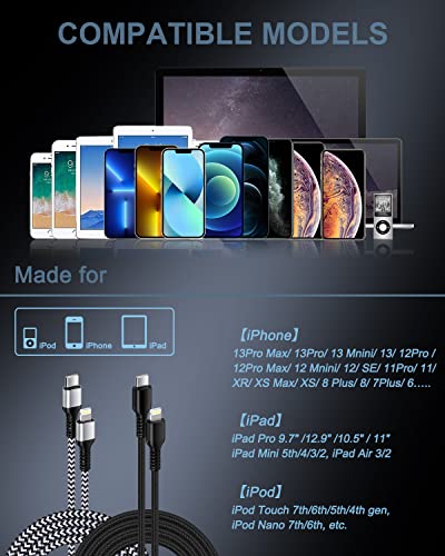 Image of USB C Lightning Cable for iPhone 13 Pro Max, Apple Certified Powerline C-Type Charger cord Fast Charging Original Lighting Wire for iPhone 14 Pro Max 13 12 11 SE X XS XR 8 Plus Power Delivery Cord 3ft