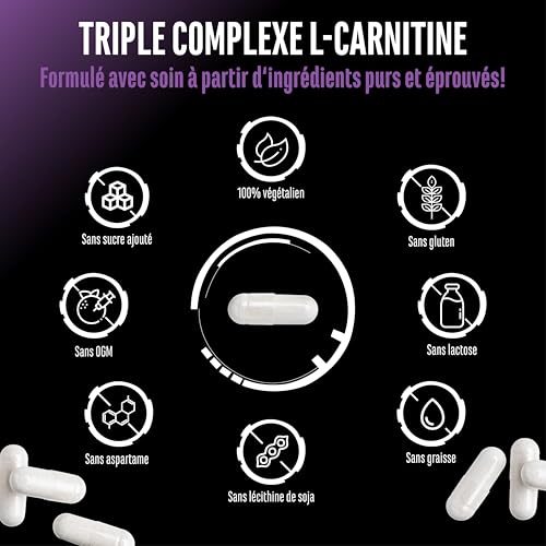 L-Carnitine Triple Complexe - 3000 mg par portion quotidienne – Hautement dosé & végane – Formule premium avec acétyl-, tartrate et fumarate de L-carnitine – 120 gélules – Image 6