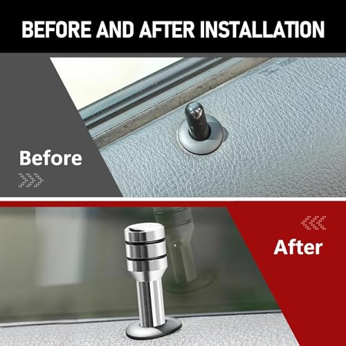 gunhunt Pack-4 Car Door Lock Knobs, Aluminum Alloy Inner Door Lock Pull Pins, 1.92\" x 0.47\" Decorative Kits, Door Bolt, Auto Replacement Parts, Universal for Most Cars, Trucks (Silver)
