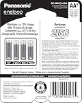 Panasonic BK-3Mcca4Ba Eneloop AA neuf 2100 Batteries rechargeables préchargées Ni-MH, 4-Pack