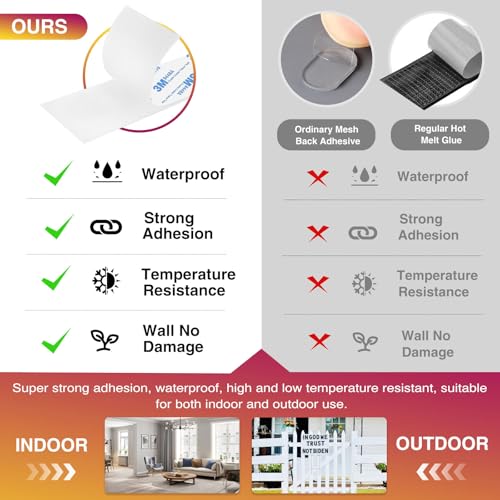 Image of Hook and Loop Strips with Adhesive 2x5IN 10Pairs /20Strips, White Strong Sticky Back Fastener, Heavy Duty Double-Sided Adhesive Hanging Strips for Home Office School