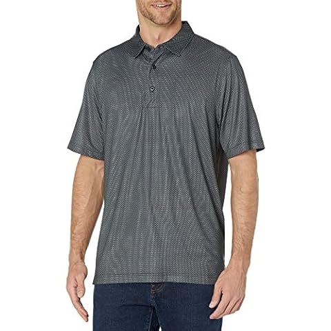 Cutter & Buck Men's Moisture Wicking Drytec UPF 50 Jersey Polo Shirt, Chad Print Black, XL Cover