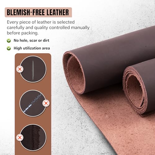 Image of CG Buff Leather Sheet, 1.2mm to 1.8mm Corrected Grain Leather for Crafting, Keychains, Wallets, Rugs, Bags, Shoes, Furniture, Automotive & DIY Accessories. (Brown)