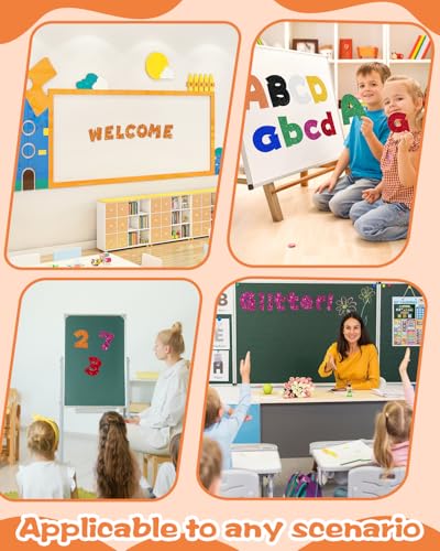 Image of 243 Pcs Glitter Bulletin Board Letters, Numbers and Punctuation 4 Inch | Cut Out Letters for Bulletin Board Decorations, Poster Board Letters Alphabet Cutouts for Classroom Wall Decor (Orange)