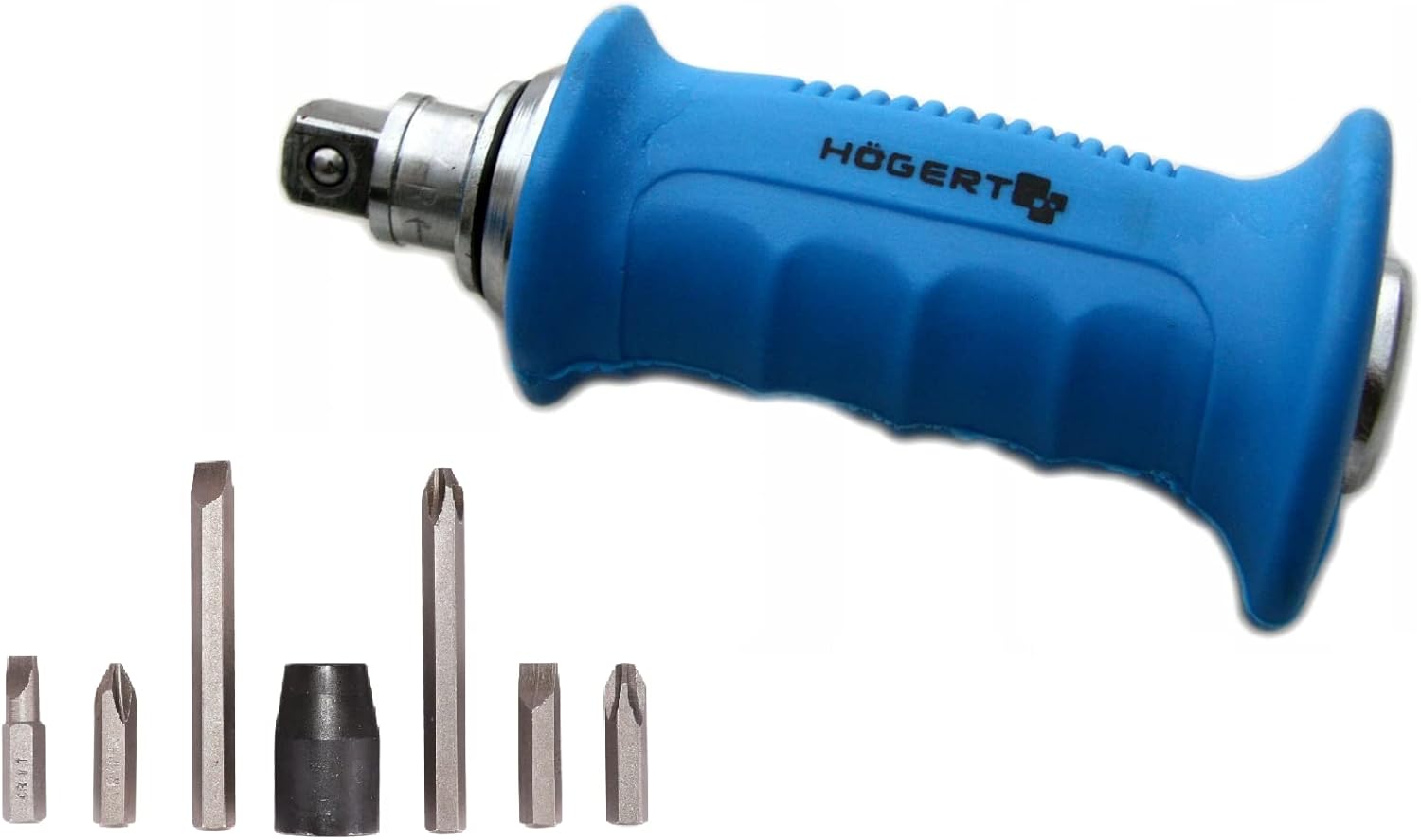 HÖGERT TECHNIK - Impact screwdriver set with bits, 1/2 inch, bit holder, right and left, hammer actuation