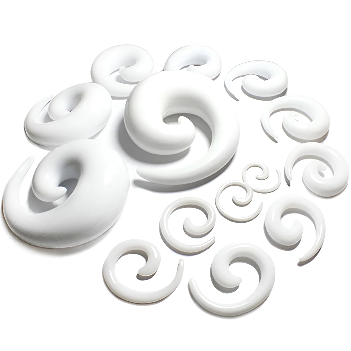 1 para 1,6 mm (14 G) biały akrylowy spiralny ślimak stożkowe zatyczki tunel rozciągacz do uszu zestaw mierników zestaw do rozciągania wir uszy tunele kolczyki zatyczki zestaw piercing biżuteria