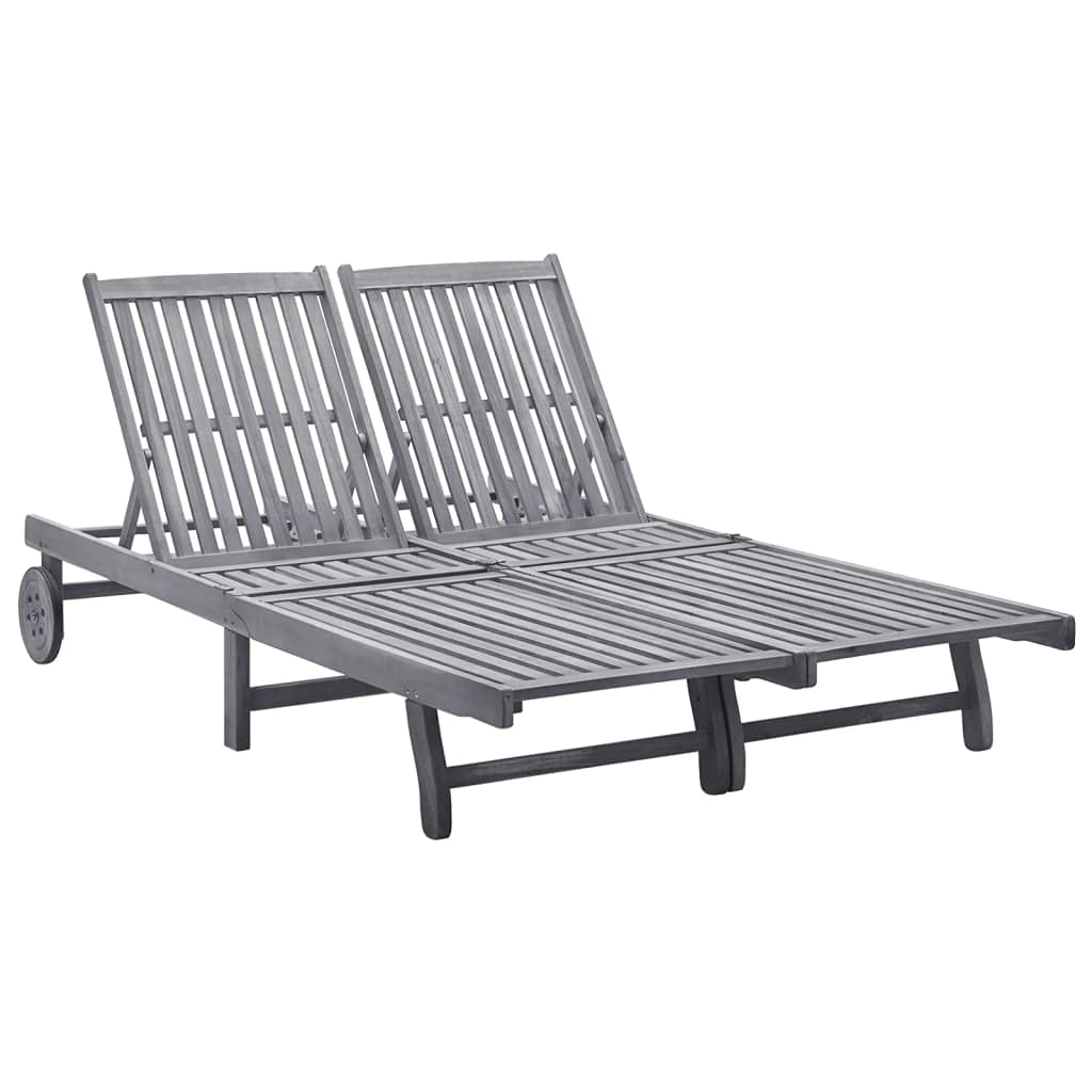 Chaise longue double en bois d'acacia grand confort pour soulager le dos au jardin