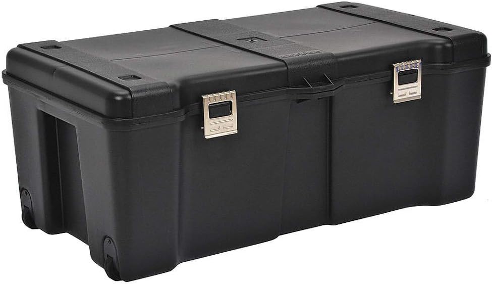 Storage Locker Spacious 23-Gallon with Wheels Lock Box Storage Locker Lock Secured Storage Long Lasting Lightweight Metal Hinge Pin Metal Latches Great Value Built-in Handles