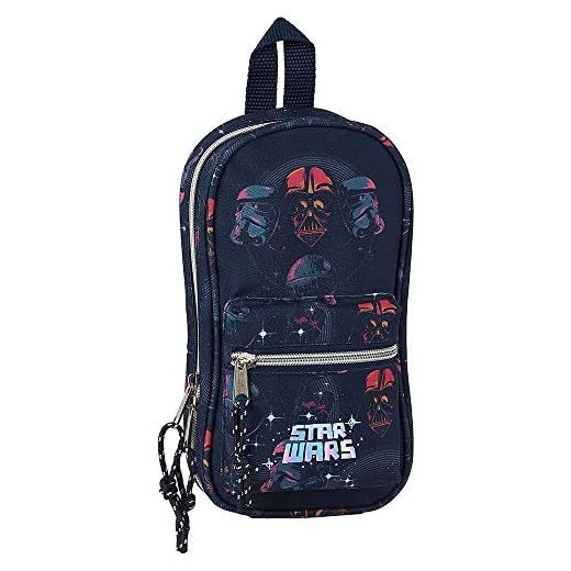 Safta 412001747 Plumier mochila 4 estuches llenos, 33 piezas, escolar Star Wars, Death Star