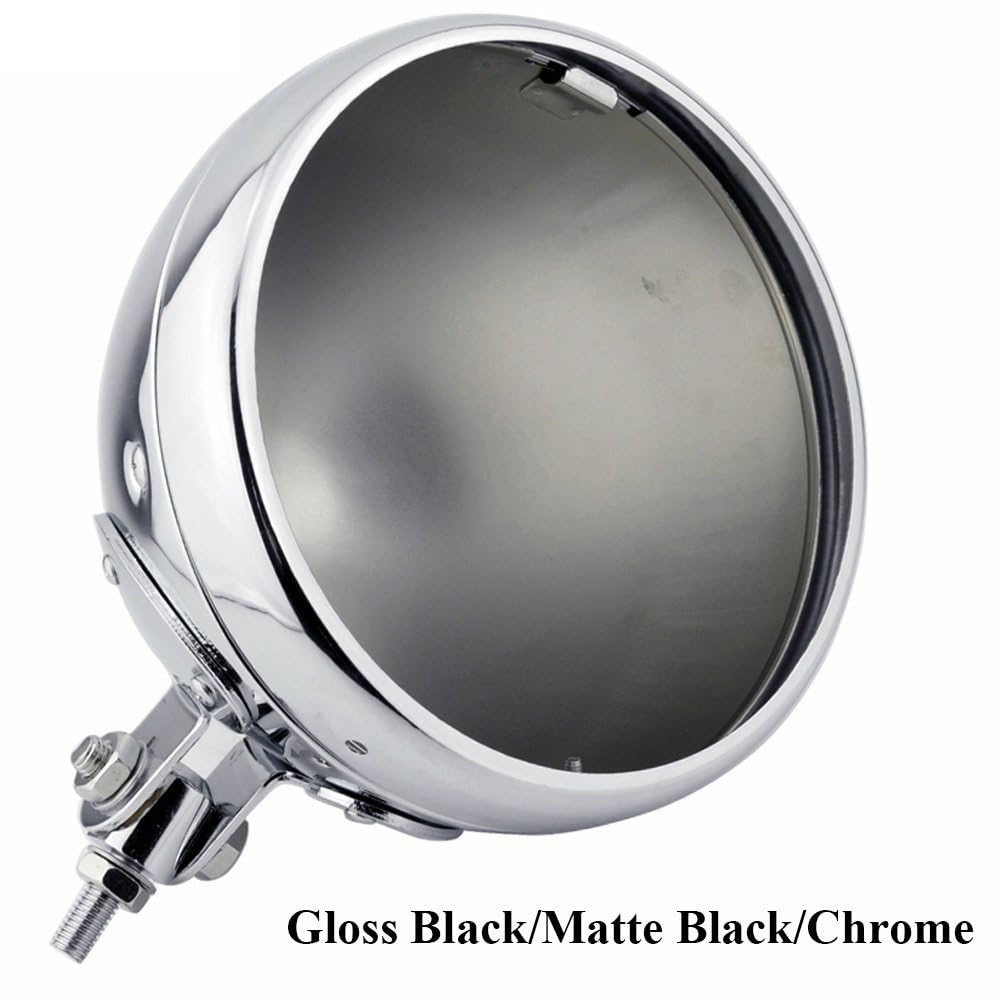 Phares de moto à LED Phare de moto Convient pour Harley personnalisé Chopper Bobber Convient pour Honda7 ''pouces phare LED lampe frontale seau boîtier phare coquille(Chrome)