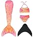 Produktbild HUTUTU Mädchen Meerjungfrauenschwanz Zum Schwimmen mit Meerjungfrau Flosse, Prinzessin Cosplay Bademode für das Schwimmen mit Bikini Set und Monoflosse 4 Stück Set