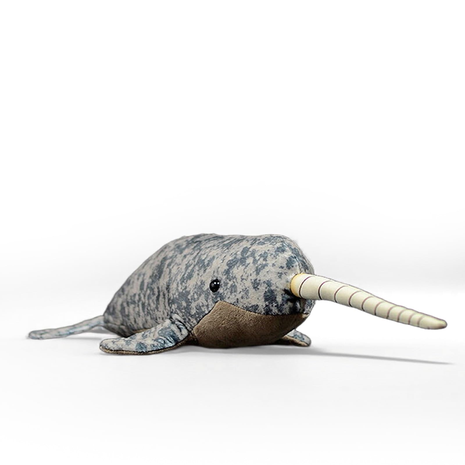 PuffPurrs Lifelike Narwhal Plush Toy, Realistic Monodon monoceros Teddy Stuffed Animal, Arctic Whale Unique Toy Gift, 15 Inch