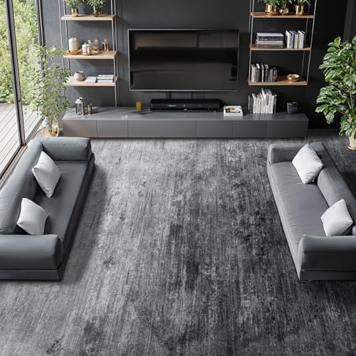 Washable Rug 10x14 Area Rugs for Living Room - Stain Resistant Non-Slip Backing Boho Rug for Bedroom,Durable & Ultra-Thin Vintage Large Area Rug(10x14,Gray)