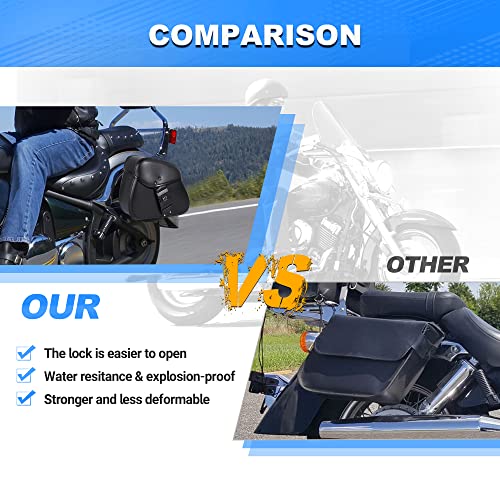 Oxmart Password Lock Motorcycle Saddlebags Buckle Throw Over Bag, Quick Release Anti-Theft Storage Tool Leather Sissy Bar Side Bag Universal Compatible With Harley Honda Kawasaki Yamaha Sportster #TOP5