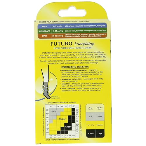 Futuro Beyond Support Ultra Sheer Knee High, Beige, Mild Compression, Large , 1 pair3