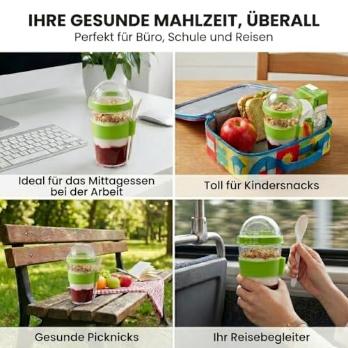 Foto von GOODS+GADGETS® Müslicup to Go 350 ml - Auslaufsicherer Joghurtbecher mit Löffel