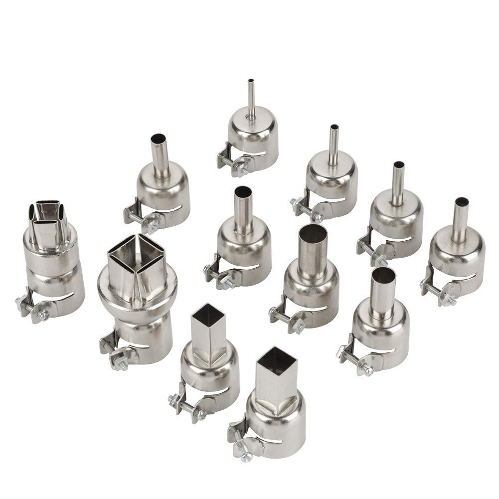 Hot Air Gun 12pcs Steel Heat Nozzles Kit for 850 Hot Air Soldering Station Repair Tool Accessory -