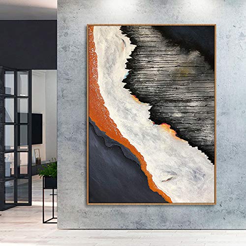 Peinture fait main moderne noire et blanche : tableau de prestige pour porche