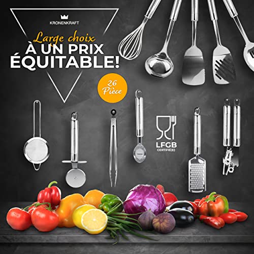 Set d'ustensiles de cuisine en acier inoxydable de 26 pièces,accessoires de cuisine, set de cuisson , ensemble complet d'accessoires de cuisine – Image 3
