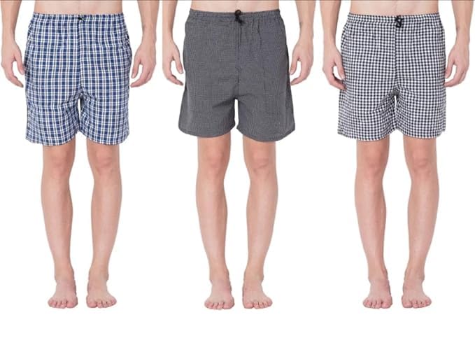Men’s Regular Fit 100% Cotton Casual Lounge Shorts | Dual Pocket Sleep Shorts Pack of 3