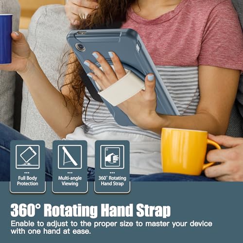 Coque Samsung Galaxy Tab A9 antichoc bleu avec dragonne rotative 360 et support intégré - 5
