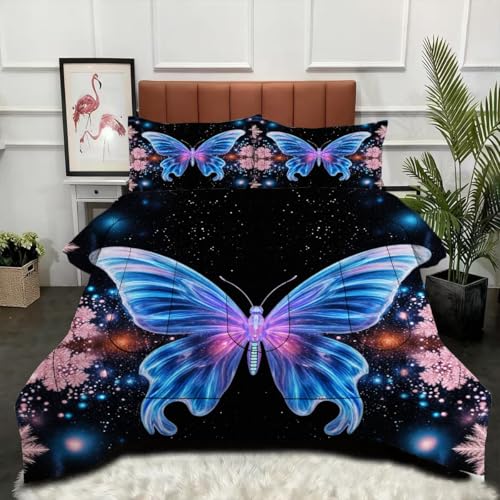 Couette 2 personnes motif papillon sans housse pour lit double - 2