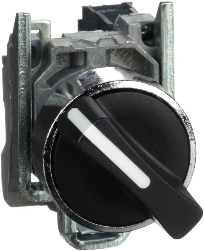 Schneider Electric XB4BD21 Harmony XB4 Selector Switch for Industrial Machinery with Metal Bezel, 2 Positions, Stay Put Operation, 1NO