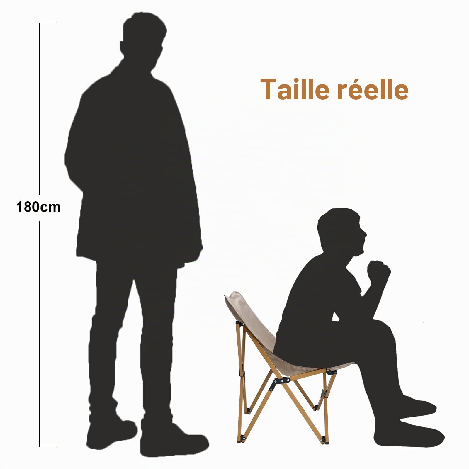 Chaise Pliante Camping avec Sac de Transport, Chaise de Camping Confortable pour Adultes, Siège Pliable Portable Léger pour Plage Pêche Jardin Pique Nique, Beige&Marron