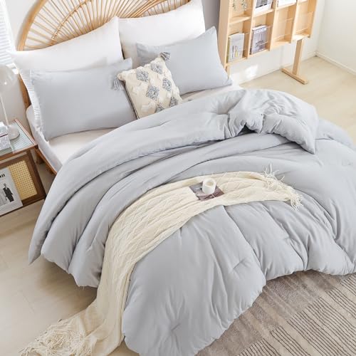 weigelia Full Size Comforter Modern Light Grey 3PCS Microfiber Be...