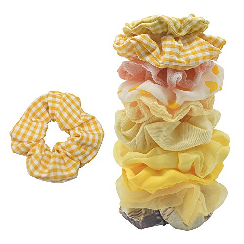 LYDZTION 10Pcs Hair Scrunchie Hair Bands Soft Hair Ties Ropes Hair Ties Elastic Hair Accessories for Birthday Valentines Day Halloween Thanksgiving Day Christmas Gifts,Yellow