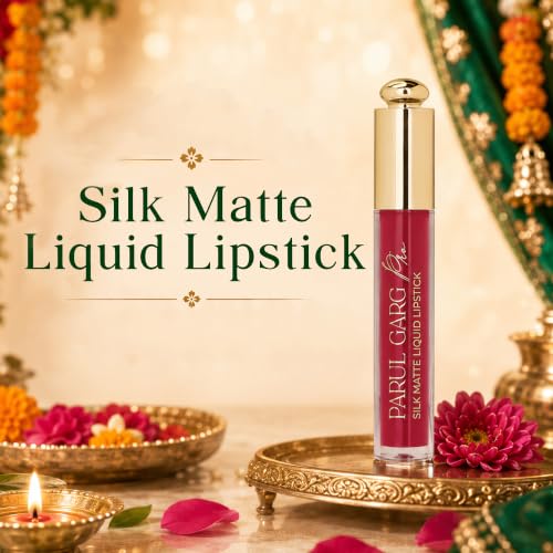 Image of Parul Garg Beauty Teej Shringar Pack | Festive Makeup Gift Set with Juliet Rose Silk Matte Liquid Lipstick, Kajal, Signature Sindoor, Utsav Bindi Patta | Potli Colour May Vary