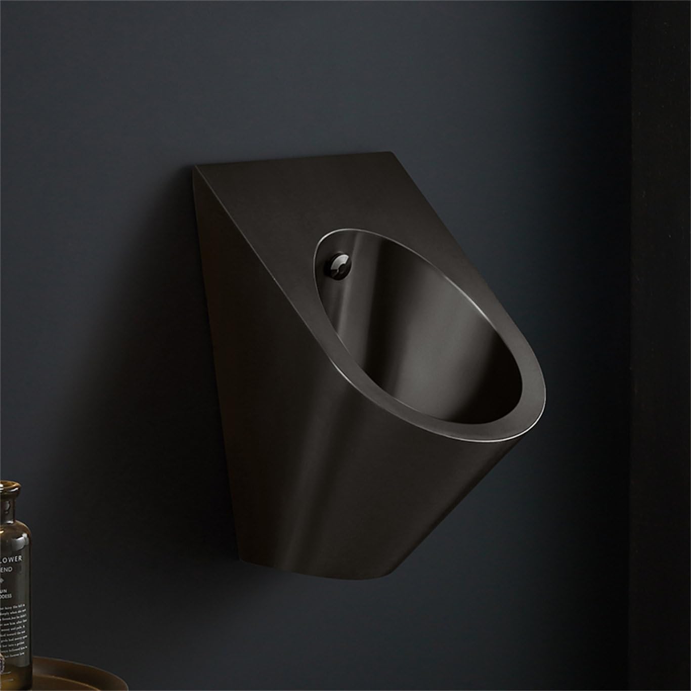 GTHTUHFD Wall Hung Urinal, Commercial Flushing Urinals, Men'S Public Toilet Stainless Steel Urinals, Household/Commercial Bathroom Urinal Anti-Overflow Urinal,Gold-Urinalplus,Black-Urinal