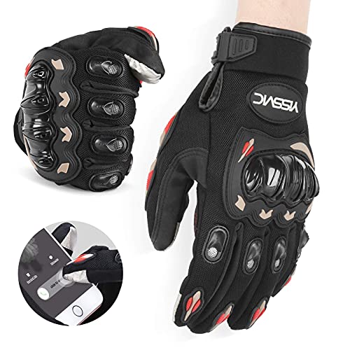 YISSVIC Gants Moto Homologués CE 1KP Gants Scooter Été à Écran Tactile Plein-doigt Anti-Glissant Anti-Usure Noir Taille M 22-24cm [Version Améliorée]