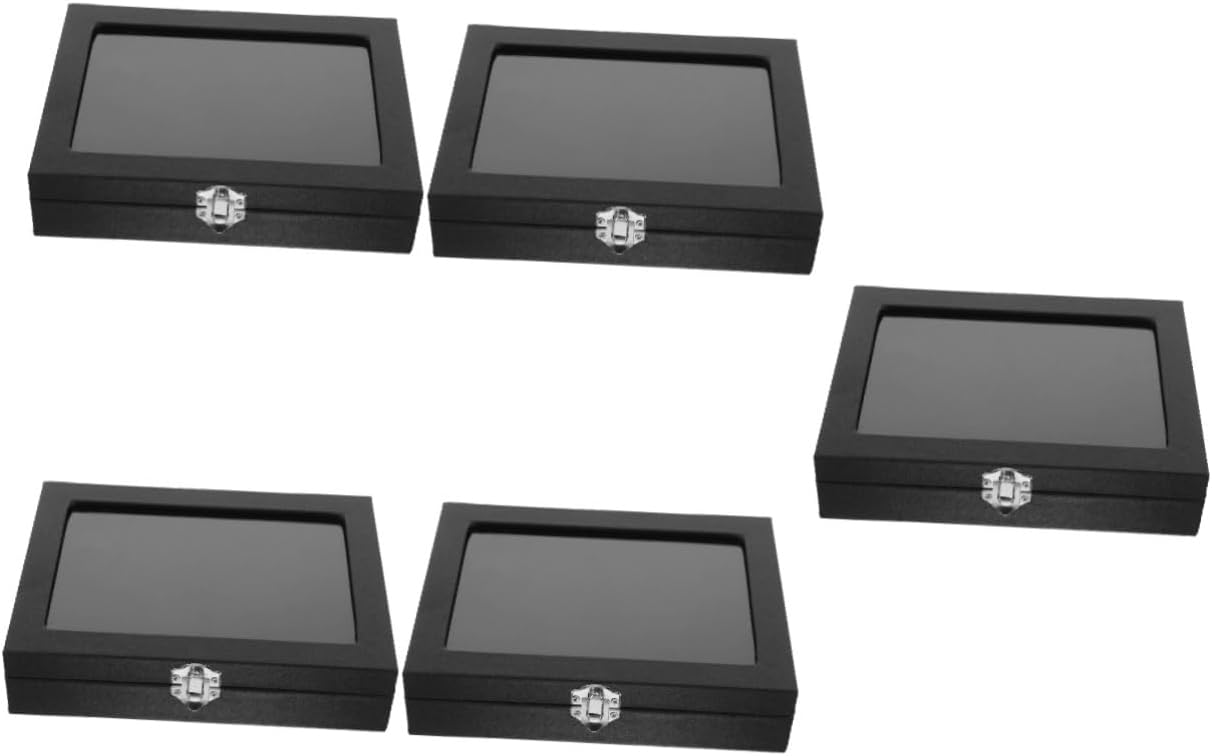 5pcs Badge Display Box Cabinet for Brooch Collection Clear Window Organizer for Lapel and Medals Lightweight Dust Storage for Home Travel