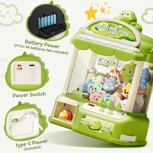 Image of Claw Machine for Kids, 30 Toys & 24 Game Coins & 20 Surprise Eggs | Musical Electronic Arcade Game Console Kids Claw Machine with Adjustable Sound, Christmas and Birthday Gift
