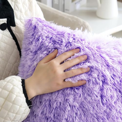 MIULEE Faux Fur Ultra Soft Fluffy Throw Pillow Covers 20x20, Purple by MIULEE - Used condition - Image 5