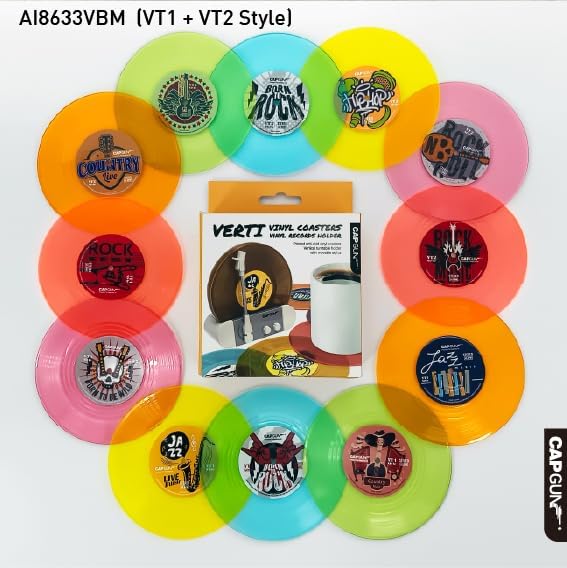 Funny Retro Vinyl Record Coasters, Creative Drink Coasters Set of 12 with Vinyl Record Player Holder for Music Lovers, Housewarming Hostess Gifts, Birthday and White Elephant Gifts Ideas - Image 2