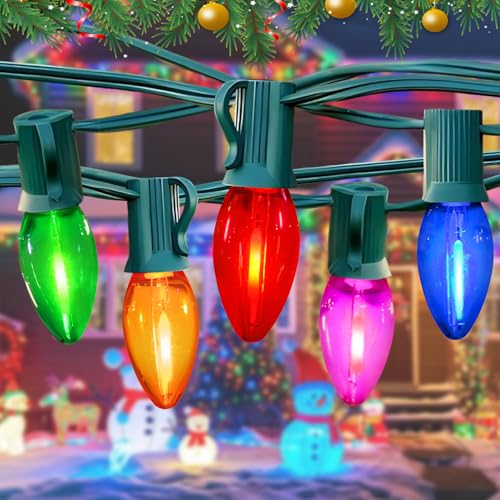 C7 Multicolor LED Christmas Lights Outdoor, 25Ft LED Colored Christmas