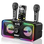 SDRD 215 Bluetooth Karaoke Machine for Adult Kid with Storage and Charging Station, Powerful Karaoke System, 12H Playtime, Rechargeable Wirless Microphone, Support USB/AUX Indoor Outdoor