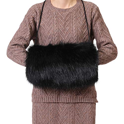 LA CARRIE Faux Fur Hand Muffs Women Winter Warmer Fuzzy Pouch Furry Plush Muffler Wedding Girl Kids Elegant Luxury Chic2
